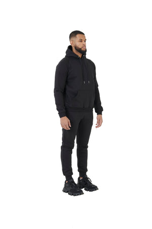 Wholesale Plain Black Slim Fit Hoodie and Black Slim Fit Jogging Bottoms