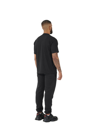 Wholesale Plain Black Oversized T-shirt and Oversized Plain Black Jogging Bottoms