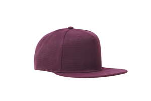 The Flat Peak Snap Back features visible stitching and adjustable back is available at wholesale prices 