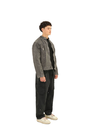 Denim Wash Bike Jean Jacket 1