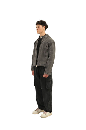 Denim Wash Bike Jean Jacket 3