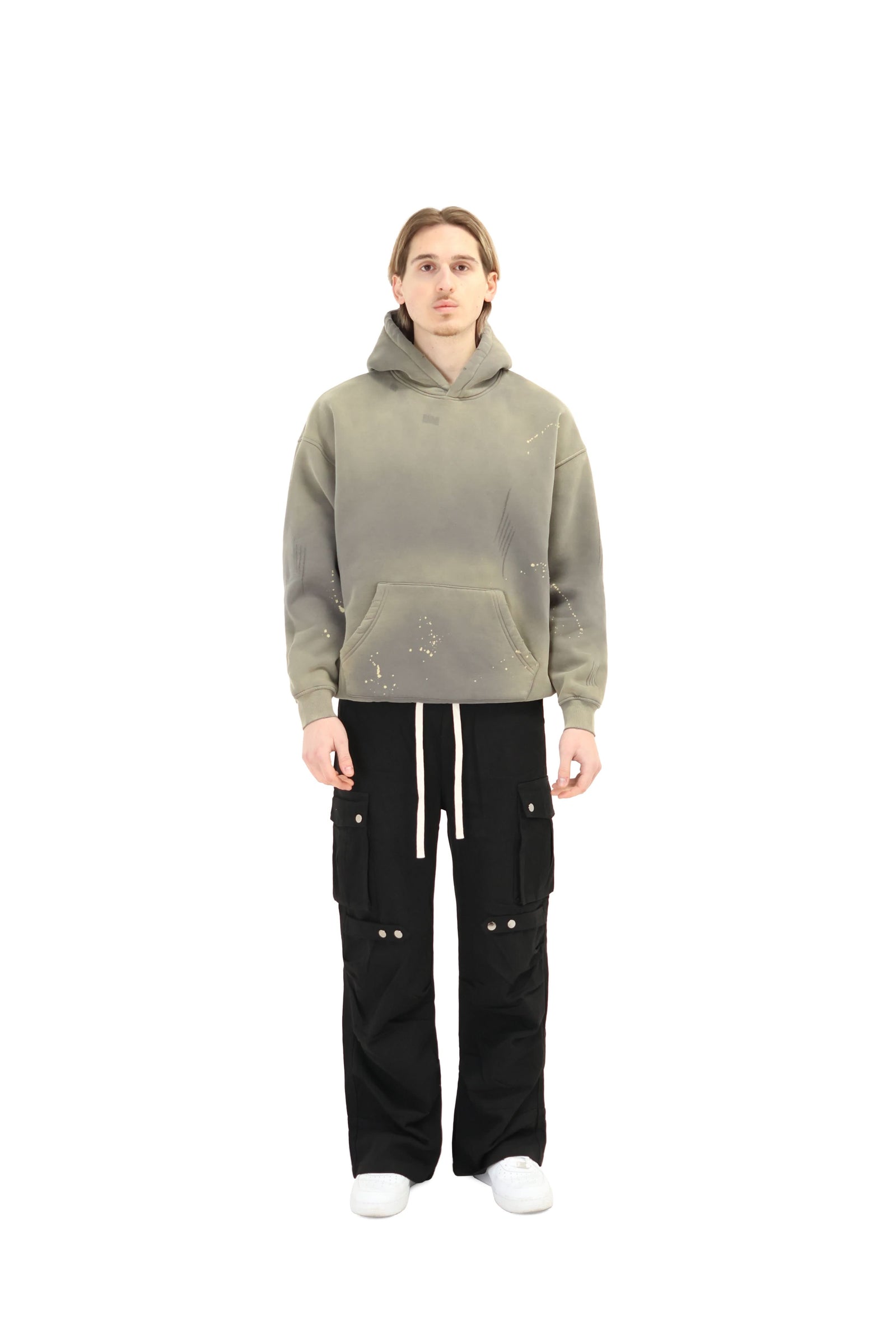 Distressed Oversized Sunfade Splash Hoodie grey 1