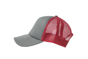 Wholesale Plain Grey and Red Foam Mesh Snap Back Cap