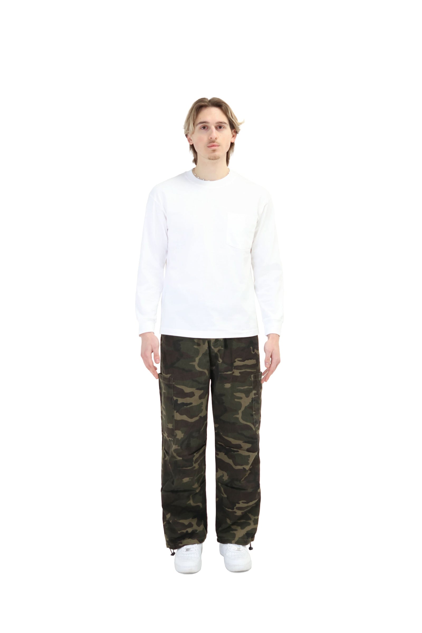 Long Sleeve T-shirts With Pocket 240GSM WHITE 1