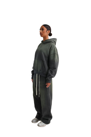 Vintage Sunfade Oversized Cropped Hoodies 400GSM grey