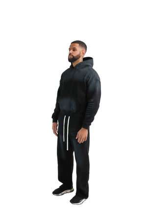 Vintage Sunfade Oversized Cropped Hoodies 400GSM black