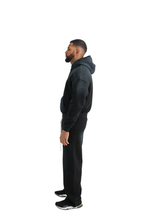 Vintage Sunfade Oversized Cropped Hoodies 400GSM black