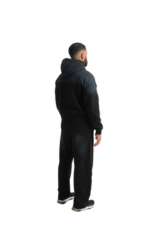 Vintage Sunfade Oversized Cropped Hoodies 400GSM black