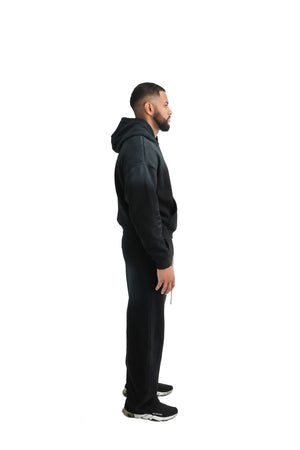 Vintage Sunfade Oversized Cropped Hoodies 400GSM black