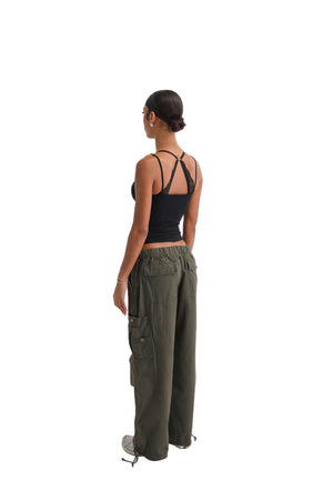 Wide Leg Cargo Trousers khaki