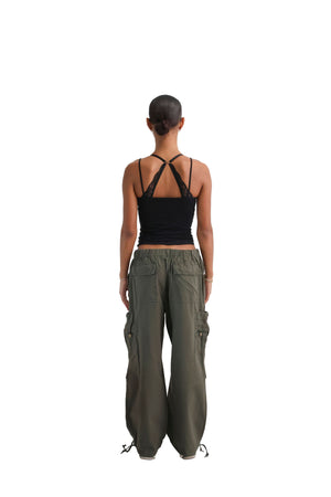 Wide Leg Cargo Trousers khaki