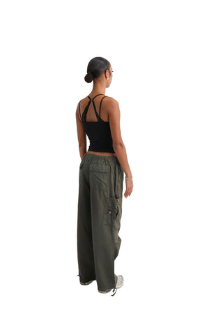 Wide Leg Cargo Trousers khaki