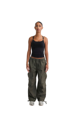 Wide Leg Cargo Trousers khaki