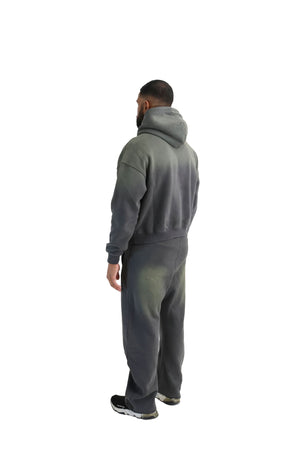 Vintage Sunfade Oversized Cropped Hoodies 400GSM grey