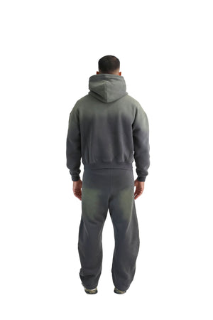 Vintage Sunfade Oversized Cropped Hoodies 400GSM grey