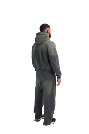 Vintage Sunfade Oversized Cropped Hoodies 400GSM grey