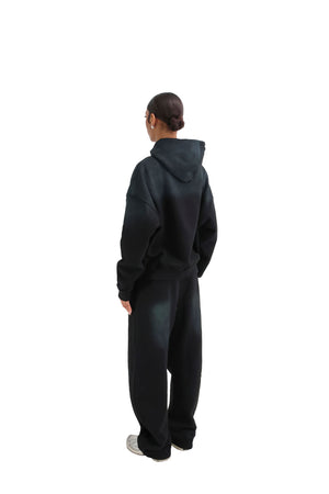 Vintage Sunfade Oversized Cropped Hoodies 400GSM black