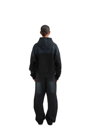 Vintage Sunfade Oversized Cropped Hoodies 400GSM black