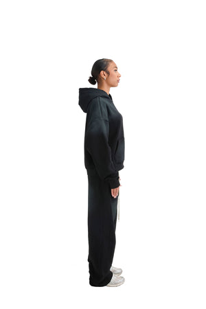 Vintage Sunfade Oversized Cropped Hoodies 400GSM black