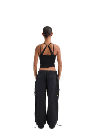 Wide Leg Cargo Trousers black