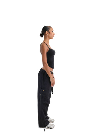 Wide Leg Cargo Trousers black