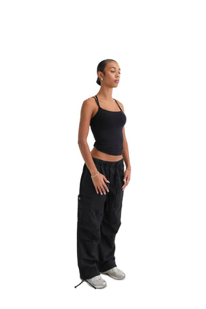 Wide Leg Cargo Trousers black
