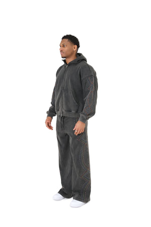 Stonewash Oversized Cropped Rhinestone Hoodies