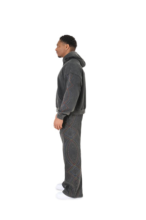 Stonewash Oversized  Rhinestone Joggers