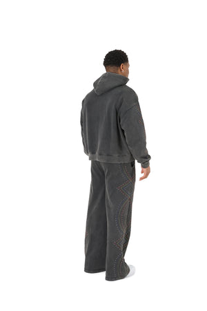 Stonewash Oversized Cropped Rhinestone Hoodies