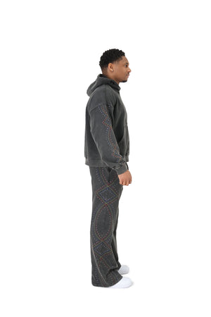 Stonewash Oversized  Rhinestone Joggers