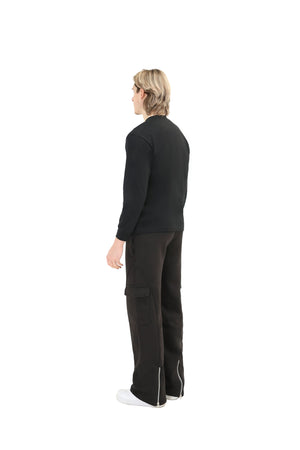 Wide Leg Cargo Joggers with Ankle Zip 330GSM