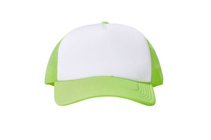 Wholesale Plain White and Neon Green Foam Mesh Snap Back Cap