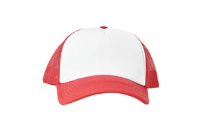 Wholesale Plain White and Red Foam Mesh Snap Back Cap