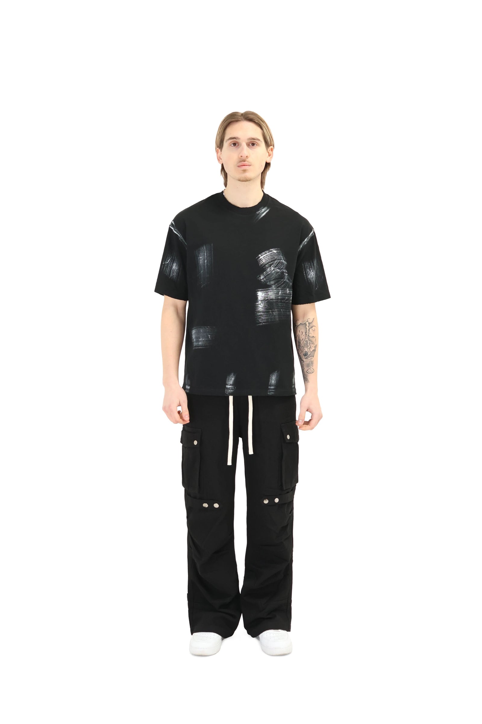 Wide Leg Cargo Button Trousers 1