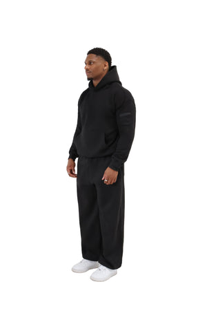 Wide Leg Cuffed Joggers 330gsm black 3